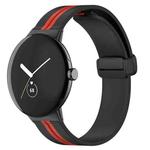 For Google Pixel Watch Two-color Folding Buckle Silicone Watch Band(Black Red)