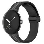 For Google Pixel Watch Two-color Folding Buckle Silicone Watch Band(Black Grey)