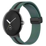 For Google Pixel Watch Two-color Folding Buckle Silicone Watch Band(Army Green Black)