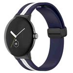 For Google Pixel Watch Two-color Folding Buckle Silicone Watch Band(Blue White)