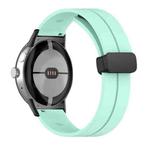 For Google Pixel Watch Solid-color Folding Buckle Silicone Watch Band(Black Mint Green)