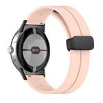 For Google Pixel Watch Solid-color Folding Buckle Silicone Watch Band(Black Pink)