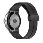 For Google Pixel Watch Solid-color Folding Buckle Silicone Watch Band(Black Black)