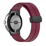 For Google Pixel Watch Solid-color Folding Buckle Silicone Watch Band(Black Wine Red)