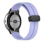 For Google Pixel Watch Solid-color Folding Buckle Silicone Watch Band(Black Light Purple)