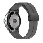 For Google Pixel Watch Solid-color Folding Buckle Silicone Watch Band(Black Dark Grey)