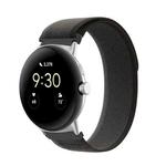 For Google Pixel Watch Loop Silver Connector Nylon Watch Band(Black Grey)