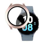 For Samsung Galaxy Watch5 / Watch4  44mm PC + Tempered Glass Film Waterproof Watch Case(Rose Gold)