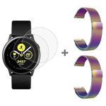 For Samsung Galaxy Watch Active 2pcs Milanese Watch Band with 2pcs Tempered Glass Film(Colorful)