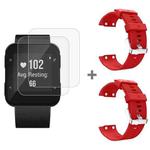 For Garmin Forerunner 35 2pcs Silicone Sport Watch Band with 2pcs Tempered Glass Film(Red)