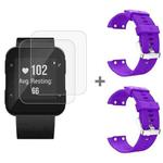 For Garmin Forerunner 35 2pcs Silicone Sport Watch Band with 2pcs Tempered Glass Film(Purple)