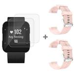 For Garmin Forerunner 35 2pcs Silicone Sport Watch Band with 2pcs Tempered Glass Film(Light Pink)