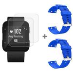 For Garmin Forerunner 35 2pcs Silicone Sport Watch Band with 2pcs Tempered Glass Film(Blue)