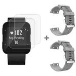 For Garmin Forerunner 35 2pcs Silicone Sport Watch Band with 2pcs Tempered Glass Film(Grey)