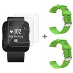 For Garmin Forerunner 35 2pcs Silicone Sport Watch Band with 2pcs Tempered Glass Film(Green)