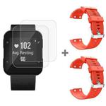 For Garmin Forerunner 35 2pcs Silicone Sport Watch Band with 2pcs Tempered Glass Film(Orange)