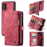 For Galaxy A71 CaseMe Detachable Multifunctional Horizontal Flip Leather Case, with Card Slot & Holder & Zipper Wallet & Photo Frame(Red)