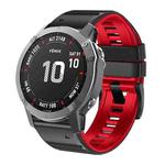 For Garmin Fenix 7/7X/6/6X/5/5X 22mm Two-Color Silicone Watch Band(Black Red)
