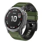 For Garmin Fenix 7/7X/6/6X/5/5X 22mm Two-Color Silicone Watch Band(Army Green + Black)
