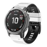 For Garmin Fenix 7/7X/6/6X/5/5X 26mm Two-Color Silicone Watch Band(White Black)