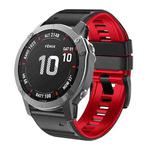 For Garmin Fenix 7/7X/6/6X/5/5X 26mm Two-Color Silicone Watch Band(Black Red)