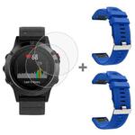 For Garmin Fenix 5 2pcs Silicone Watch Band with 2pcs Tempered Glass Film(Sapphire)