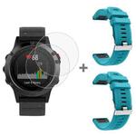 For Garmin Fenix 5 2pcs Silicone Watch Band with 2pcs Tempered Glass Film(Official Blue)