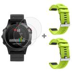 For Garmin Fenix 5 2pcs Silicone Watch Band with 2pcs Tempered Glass Film(Lime)