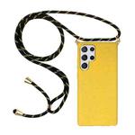 For Samsung Galaxy S23 Ultra 5G Wheat Straw Material + TPU Protective Case with Lanyard(Yellow)
