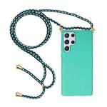 For Samsung Galaxy S23 Ultra 5G Wheat Straw Material + TPU Protective Case with Lanyard(Green)