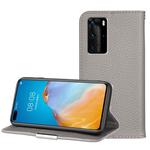 For Huawei P40 Pro Litchi Texture Solid Color Horizontal Flip Leather Case with Bracket & Card Slots & Wallet & Lanyard(Grey)