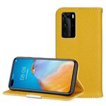 For Huawei P40 Pro Litchi Texture Solid Color Horizontal Flip Leather Case with Bracket & Card Slots & Wallet & Lanyard(Yellow)