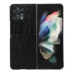 For OPPO Find N2 Crocodile Top Layer Cowhide Leather Phone Case(Black)