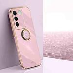 For vivo S16 Pro XINLI Straight Edge 6D Electroplate TPU Phone Case with Ring Holder(Cherry Purple)