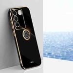 For vivo S16e XINLI Straight Edge 6D Electroplate TPU Phone Case with Ring Holder(Black)