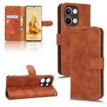 For OPPO Reno9 / Reno9 Pro 5G Skin Feel Magnetic Flip Leather Phone Case(Brown)