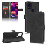 For TCL 305i Skin Feel Magnetic Flip Leather Phone Case(Black)