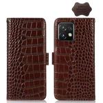 For Motorola Moto X40 Pro Crocodile Top Layer Cowhide Leather Phone Case(Brown)