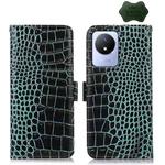 For Vivo Y02 4G Crocodile Top Layer Cowhide Leather Phone Case(Green)