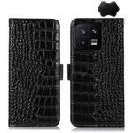 For Xiaomi 13 Crocodile Top Layer Cowhide Leather Phone Case(Black)