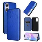 For OPPO A58 5G Carbon Fiber Texture Flip Leather Phone Case(Blue)