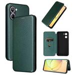For Realme 10 4G Carbon Fiber Texture Flip Leather Phone Case(Green)
