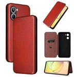 For Realme 10 4G Carbon Fiber Texture Flip Leather Phone Case(Brown)