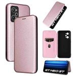 For Realme GT Neo 3T / GT Neo2 5G Carbon Fiber Texture Flip Leather Phone Case(Pink)