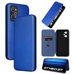 For Realme GT Neo 3T / GT Neo2 5G Carbon Fiber Texture Flip Leather Phone Case(Blue)