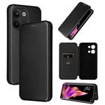 For OPPO Reno9 / Reno9 Pro 5G Carbon Fiber Texture Flip Leather Phone Case(Black)