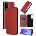 For TCL 40 R 5G Carbon Fiber Texture Flip Leather Phone Case(Brown)