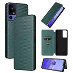 For TCL 40SE Carbon Fiber Texture Flip Leather Phone Case(Green)