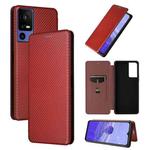For TCL 40SE Carbon Fiber Texture Flip Leather Phone Case(Brown)