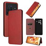 For vivo X80 Pro 5G Carbon Fiber Texture Flip Leather Phone Case(Brown)